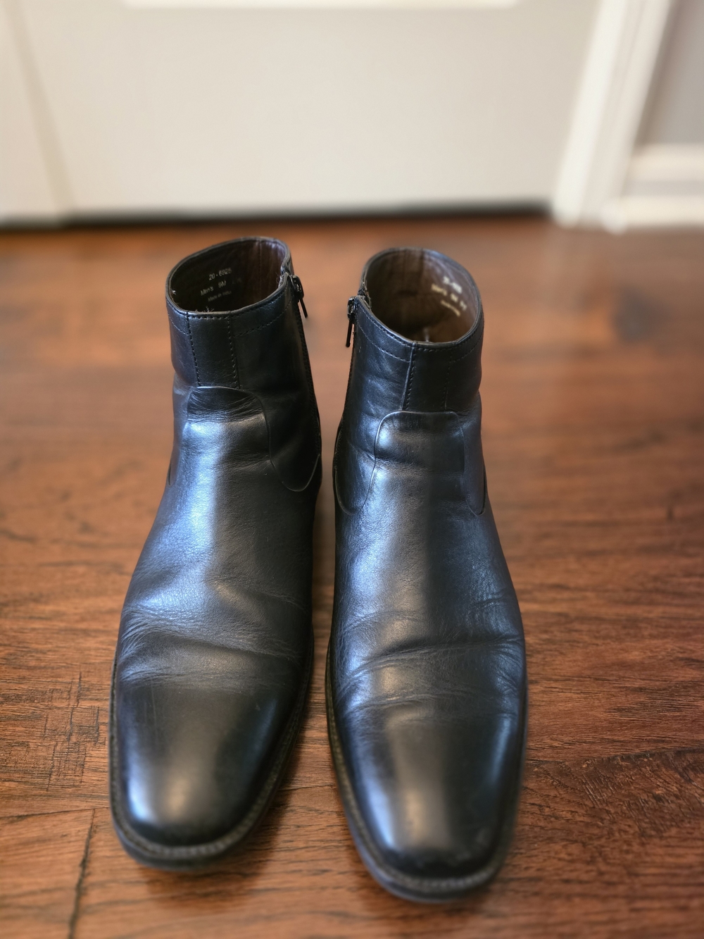 Men's Black Leather Chukka Boots with Side Zipper